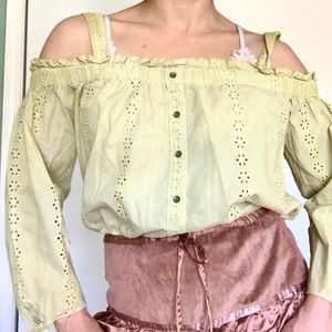 Herbal Dyed Yellow Milkmaid Peasant Blouse